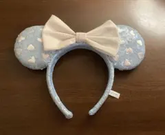水色ハート模様リボンカチューシャ