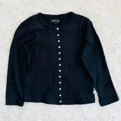 23ss アニエスベー ブラック コットン カーディガン プレッション 長袖