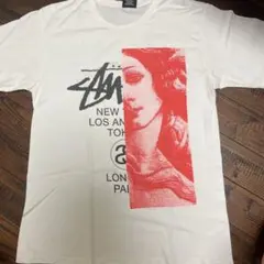 Stussy M ホワイト Tシャツ 両面プリント　古着　レア