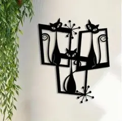 モダンキャット　ウオールアート135　ウオールデコレーション　黒