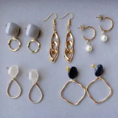 シンプルピアス５点セット　デイリーコーデに ゴールド 大ぶり 揺れる