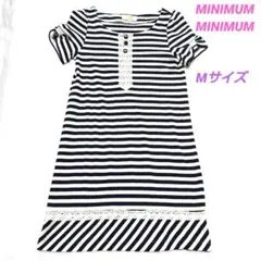 MINIMUM ミニマム ボーダー 半袖 チュニック ワンピース レース Mのサムネイル