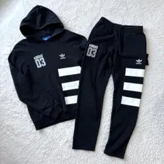 adidas 03 スウェット　フーディ　パンツ　セットアップ　ブラック　M〜L
