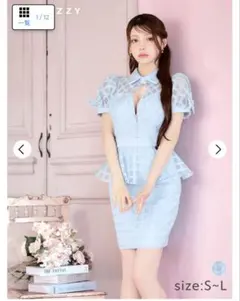 デイジーストア　水色 ペプラムスタイル ドレス Mサイズ