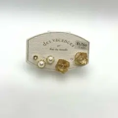 【新品】お花＆パール ピアス5点セット 大人可愛い ゴールド