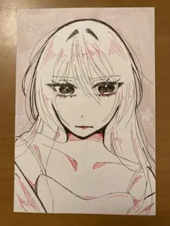 手描きイラスト アナログ オリジナル 女の子