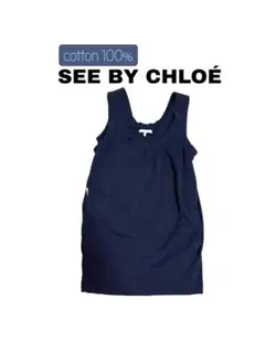 SEE BY CHLOE cotton100%ノースリーブ チュニック ネイビーのサムネイル