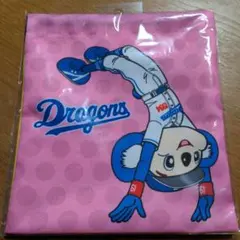 中日ドラゴンズ 巾着 B ドアラ　ピンク/イエロー　中日球団承認　ポーチ