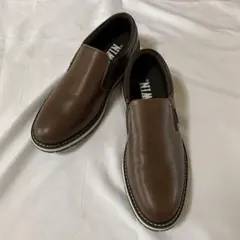 美品　お買い得　EDWIN メンズ スリッポン ブラウン　ローファー 革靴のサムネイル