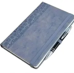 Leepie A5 手帳型ノート PUレザー 日記帳 A5 (グレー、ペン付き)