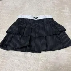 VIOLETTA フリル付きミニスカート 黒ストライプ
