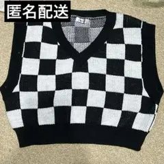 INGNI チェック柄 Vネック ニットベスト M