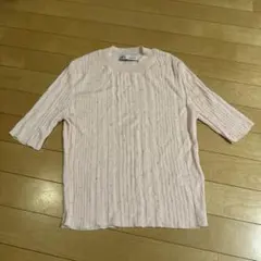 ZARA★ザラ★美品★ピンク半袖サマーニット★ストーン★ S