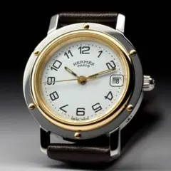 356 稼動 HERMES時計　クリッパー　箱付き　ホワイト　レディース　レザー HERMES - 356 稼動 HERMES時計 クリッパー 箱付き ホワイト レディース