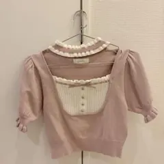 Pium チョーカーフリルヨーク切替ニット グレー - メルカリ
