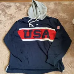 USA刺繍フード付きパーカー ネイビー　champion
