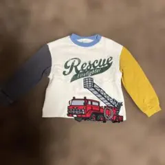 消防車刺繍 長袖トレーナー110
