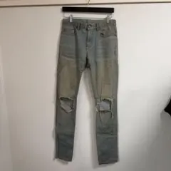 30 AMIRI アミリ サイドライン スキニーデニムパンツ グリッターラメ