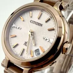 稼動】 希少 CITIZEN エクシード 腕時計 カットガラス ピンクゴールド