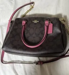 COACH ショルダーバッグ ダークブラウン ピンク