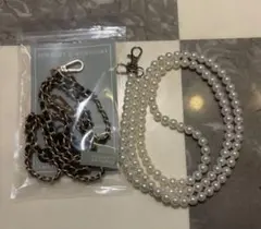 【美品】スマホショルダーストラップ チェーンストラップ・パールストラップセット