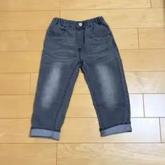 ブラックデニム100cmキッズ ストレッチ抜群　デニム　グレー ウエストゴム