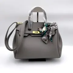 【伝説の逸品】2way ハンドバッグ ショルダー グレー レザー A4 PC収納