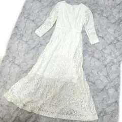 【美品】グレースコンチネンタル　アイボリー レース マキシ丈ワンピース　ロング