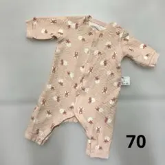 ユニクロ　ロンパース　うさぎ柄　ピンク　70