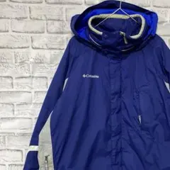 コロンビア　マウンテンパーカー中綿　ブルーL ロゴ刺繍アウトドア0121