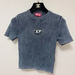 【DIESEL】ディーゼル リブニット 半袖トップス　デニム　ロゴのサムネイル
