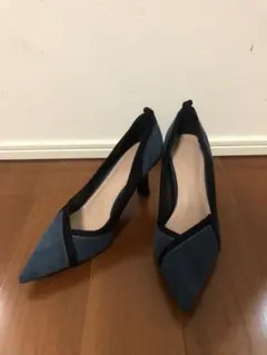 パンプス スエードブルー23㎝　7.5ヒール