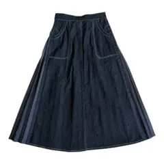 デニム フレアスカート　Aライン　プリーツ