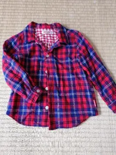 美品　ミキハウス　赤チェック　シャツ