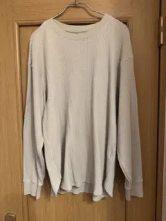 ユニクロ　ワッフルクルーネックT Lサイズ　ライトグリーン