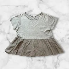 【極美】B:MING by BEAMS ドッキングペプラム半袖Tシャツ グレーのサムネイル