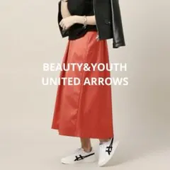 BEAUTY&YOUTH サテンタックスカート レッド F ユナイテッドアローズ