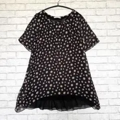 【エルプラネット】花柄 半袖トップスチュニックシフォンレース フレアのサムネイル