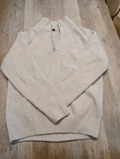 美品 ユニクロ ハーフジップセーター S ベージュ ミドルゲージ ニット男女兼用