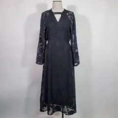 MAJESTIC LEGON 花柄刺繍 ダークグレー ワンピース