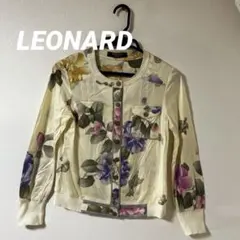 レオナール LEONARD ノーカラージャケット トリム ボタニカル L 日本製