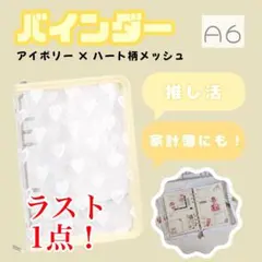 ハート　メッシュ　バインダー　A6 家計簿　推し活　シール帳　アイボリー