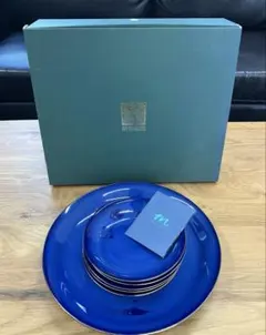 未使用！美濃焼　前畑陶器　庫山窯　希少なブルー　お皿　大小6枚セット　魚柄