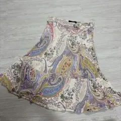 ETRO エトロ ペイズリー柄 スカート 42 イタリア製 ホワイト パープルのサムネイル