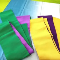 紫と黄色と緑と紫の帯　リバーシブルタイプ　2本セット