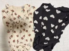 ストロベリー柄・ハート柄ロンパースセット