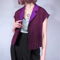 着物リメイク ベスト ジレ 古布 ショート丈 ハンドメイド 一点物 細見え