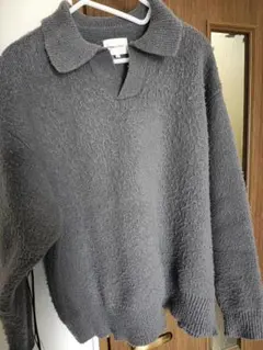 EMMA CLOTHES ルーズモヘアライクポロニット グレー Lのサムネイル