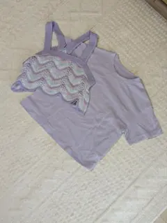 GUラベンダー Tシャツ、レースのベストセット 100cm〜