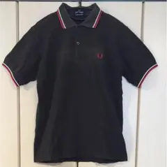 フレッドペリー ポロシャツ 黒 赤 ブラック×ホワイト・レッドライン